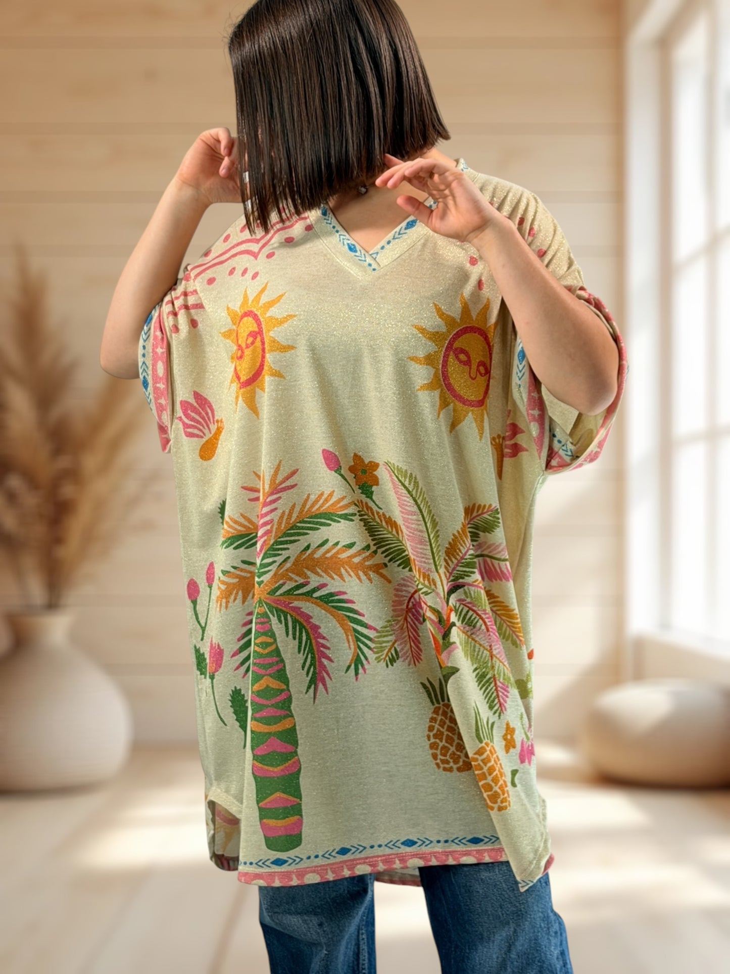DEBBY - TEE-SHIRT OVERSIZE FLUIDE SCINTILLANT JUSQU'A LA TAILLE 56