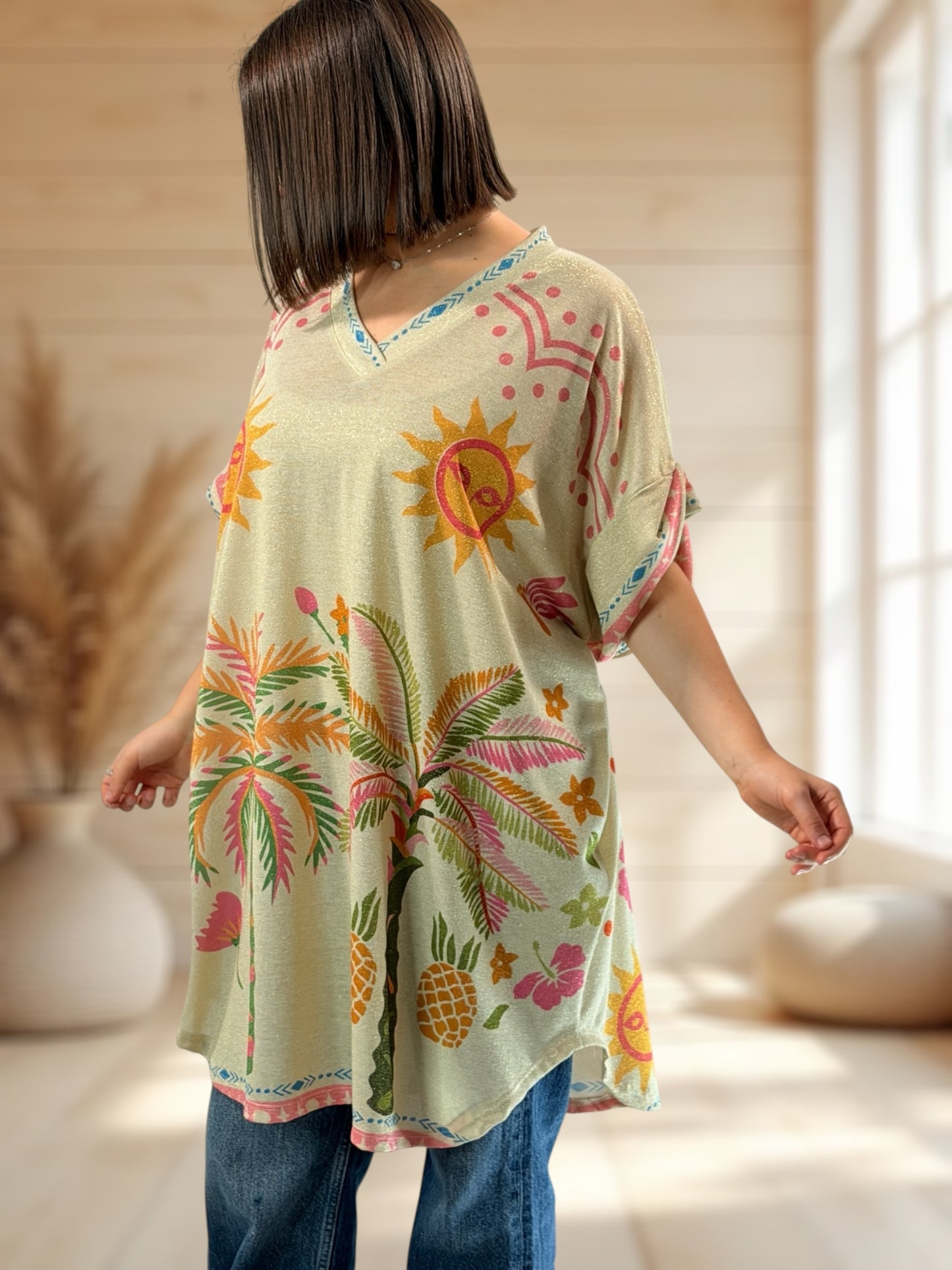 DEBBY - TEE-SHIRT OVERSIZE FLUIDE SCINTILLANT JUSQU'A LA TAILLE 56
