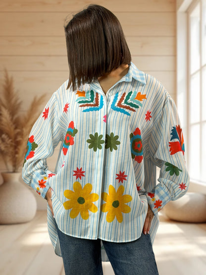 SUNSHINE - CHEMISE OVERSIZE A MOTIF JUSQU'A LA TAILLE 54