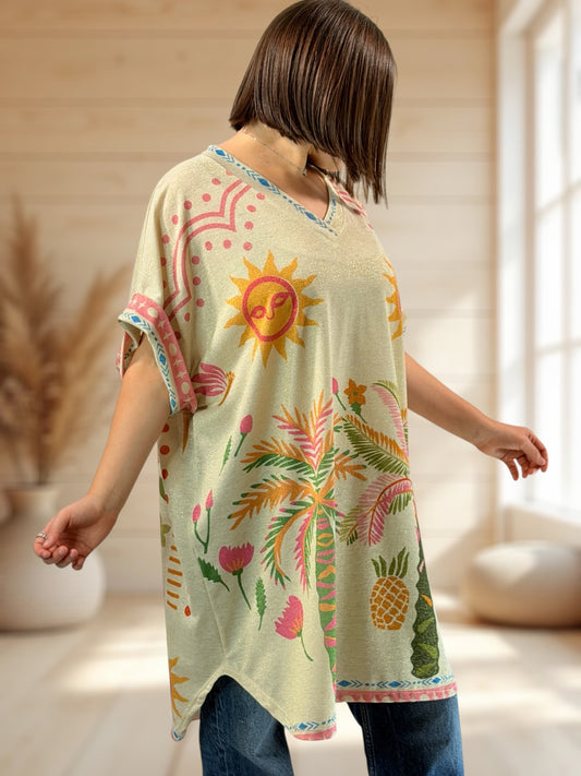 DEBBY - TEE-SHIRT OVERSIZE FLUIDE SCINTILLANT JUSQU'A LA TAILLE 56