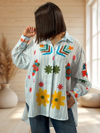 SUNSHINE - CHEMISE OVERSIZE A MOTIF JUSQU'A LA TAILLE 54