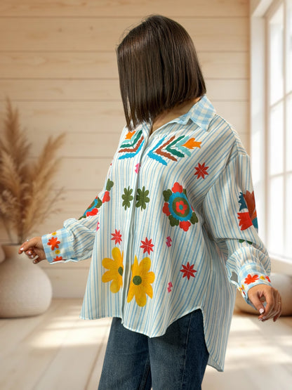 SUNSHINE - CHEMISE OVERSIZE A MOTIF JUSQU'A LA TAILLE 54