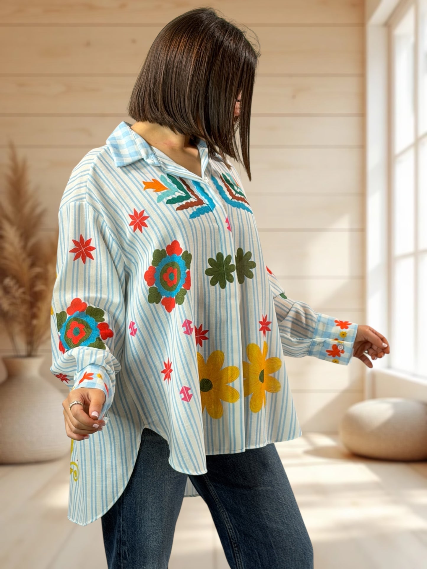 SUNSHINE - CHEMISE OVERSIZE A MOTIF JUSQU'A LA TAILLE 54