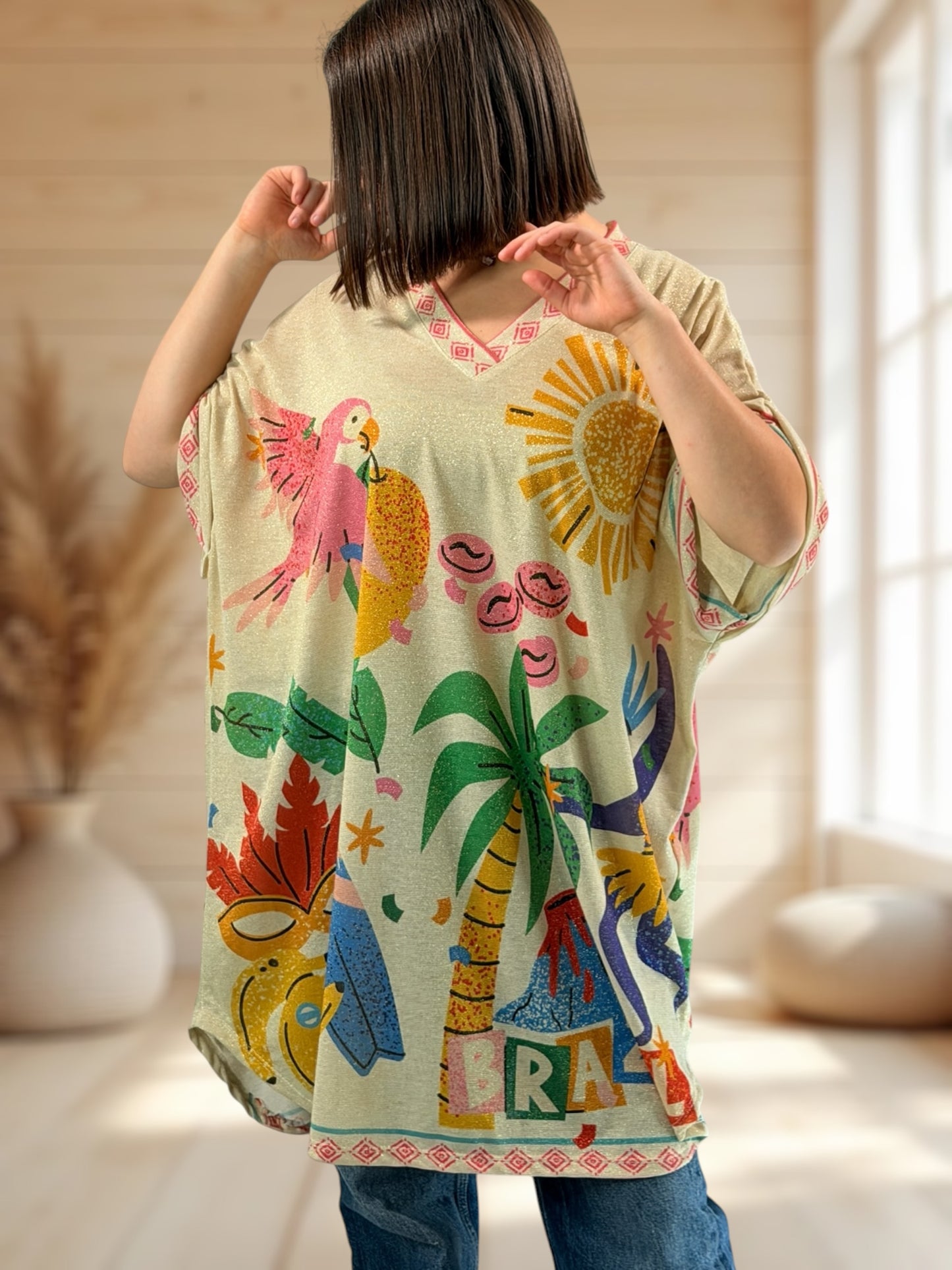 DEBBY - TEE-SHIRT OVERSIZE FLUIDE SCINTILLANT JUSQU'A LA TAILLE 56