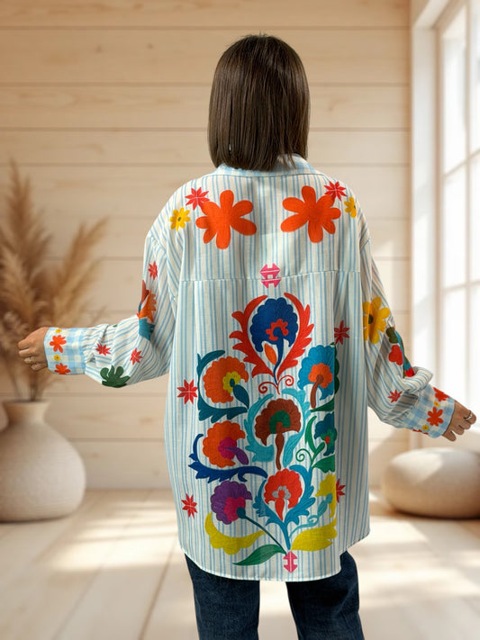 SUNSHINE - CHEMISE OVERSIZE A MOTIF JUSQU'A LA TAILLE 54