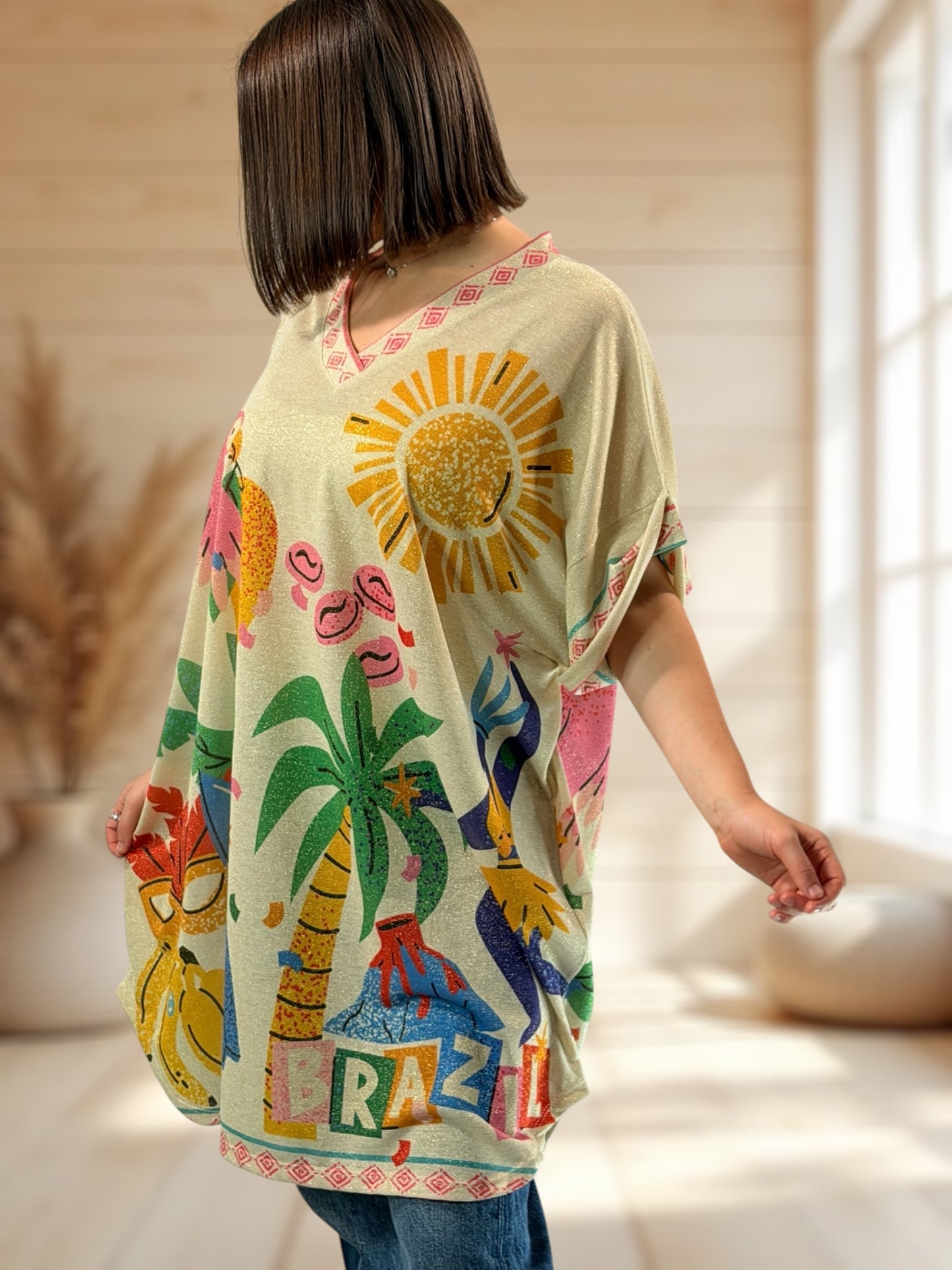 DEBBY - TEE-SHIRT OVERSIZE FLUIDE SCINTILLANT JUSQU'A LA TAILLE 56