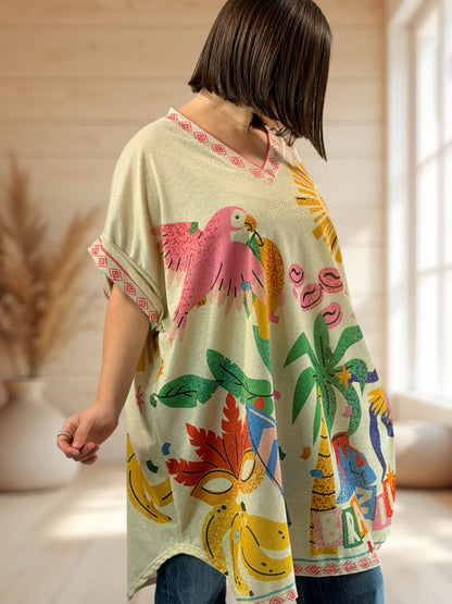 DEBBY - TEE-SHIRT OVERSIZE FLUIDE SCINTILLANT JUSQU'A LA TAILLE 56