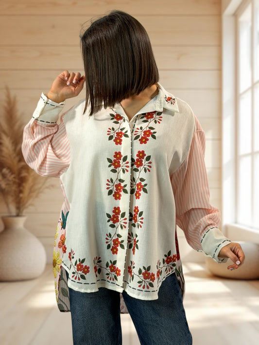 SUNSHINE - CHEMISE OVERSIZE A MOTIF JUSQU'A LA TAILLE 54