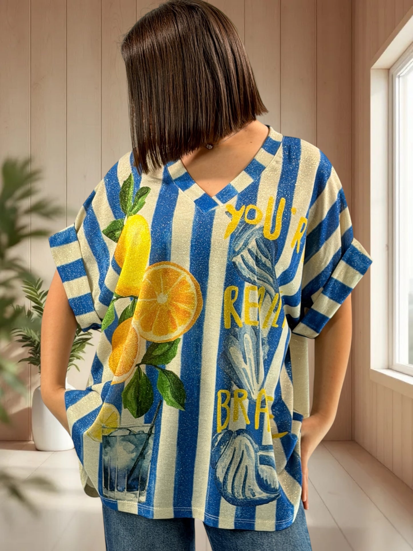 HELLO - TEE-SHIRT OVERSIZE FLUIDE SCINTILLANT JUSQU'A LA TAILLE 52