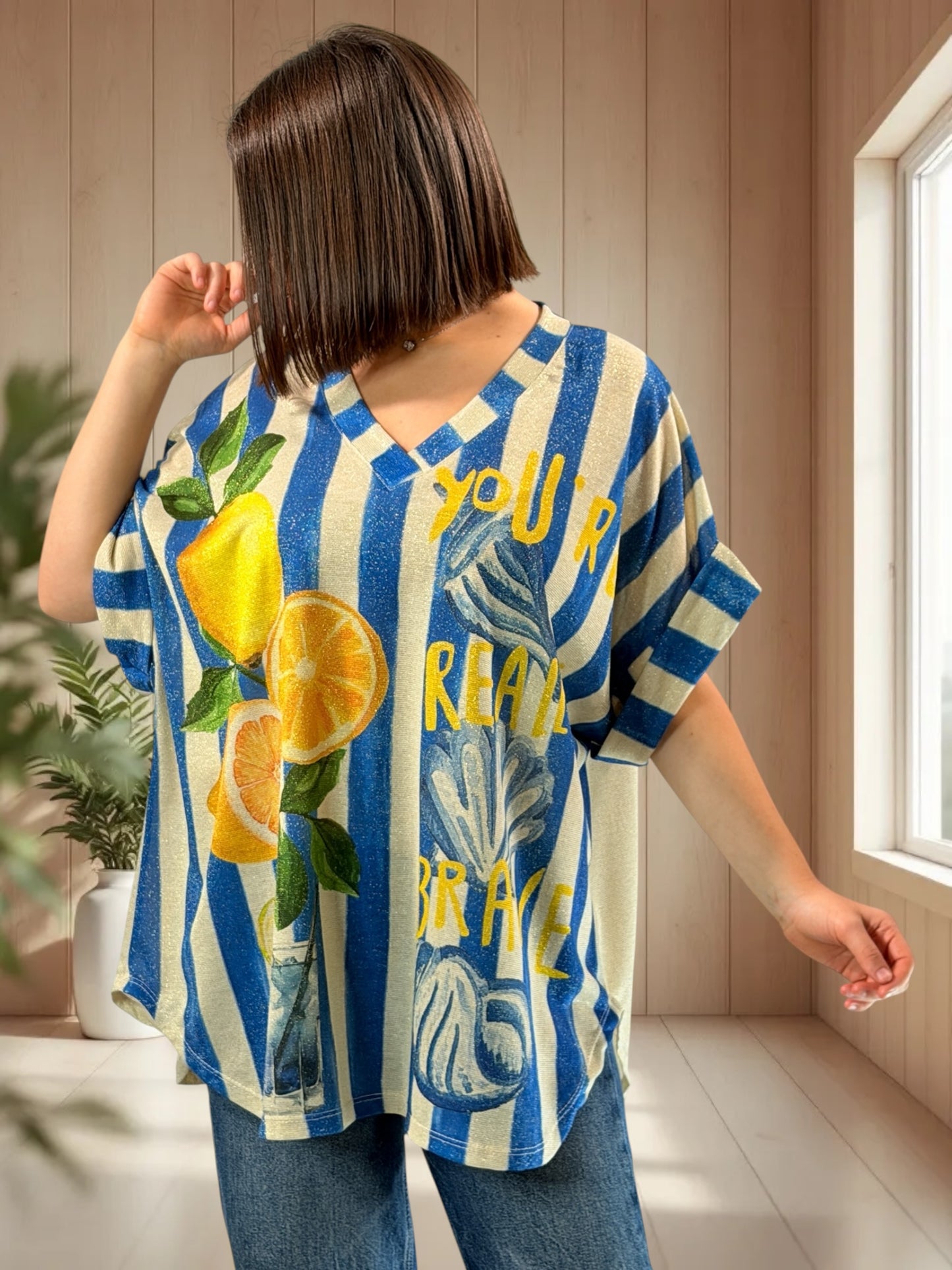 HELLO - TEE-SHIRT OVERSIZE FLUIDE SCINTILLANT JUSQU'A LA TAILLE 52