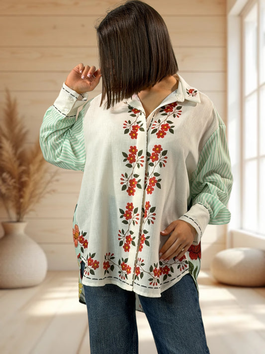 SUNSHINE - CHEMISE OVERSIZE A MOTIF JUSQU'A LA TAILLE 54