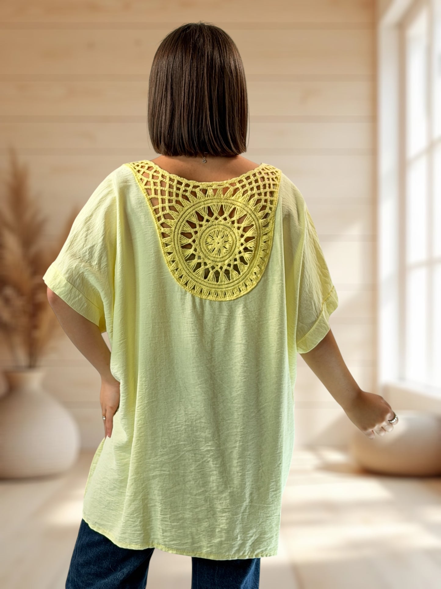 ATHENA  - TUNIQUE OVERSIZE JAUNE JUSQU'A LA TAILLE 54
