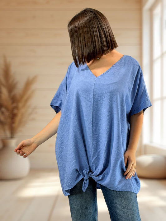ATHENA  - TUNIQUE OVERSIZE BLEUE JUSQU'A LA TAILLE 54