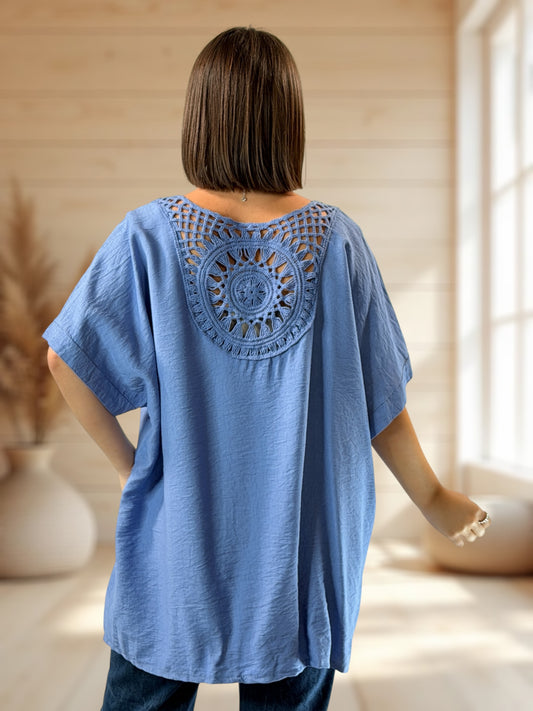 ATHENA  - TUNIQUE OVERSIZE BLEUE JUSQU'A LA TAILLE 54