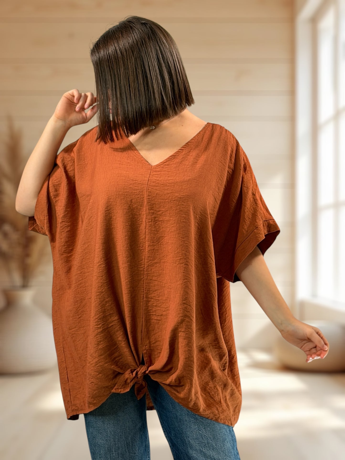 ATHENA  - TUNIQUE OVERSIZE TERRACOTTA JUSQU'A LA TAILLE 54