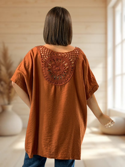 ATHENA  - TUNIQUE OVERSIZE TERRACOTTA JUSQU'A LA TAILLE 54