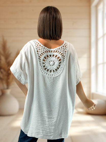 ATHENA  - TUNIQUE OVERSIZE BLANCHE JUSQU'A LA TAILLE 54