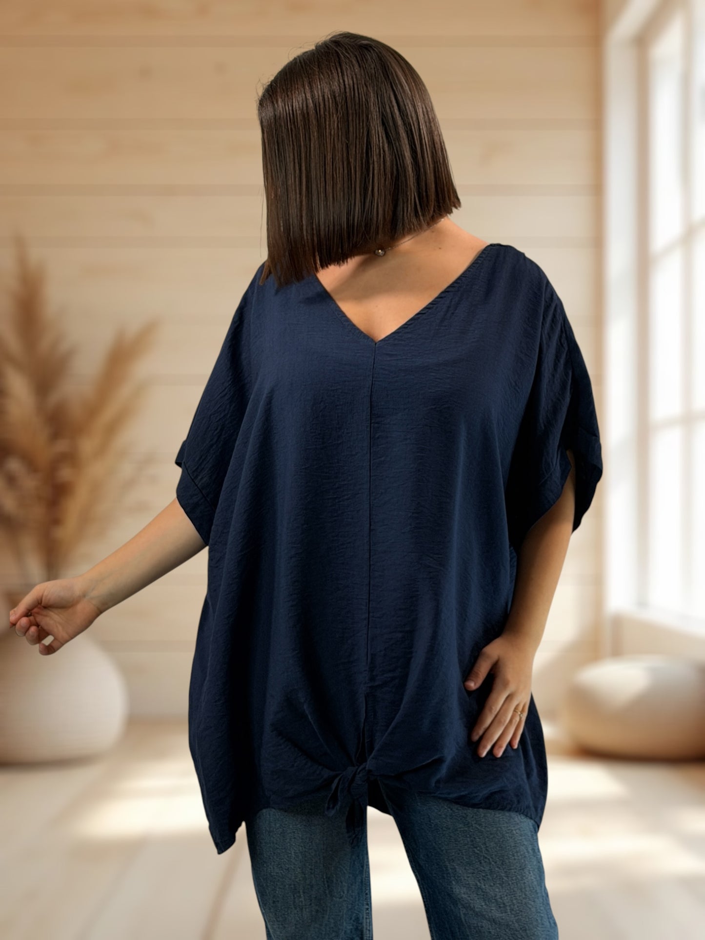 ATHENA  - TUNIQUE OVERSIZE MARINE JUSQU'A LA TAILLE 54