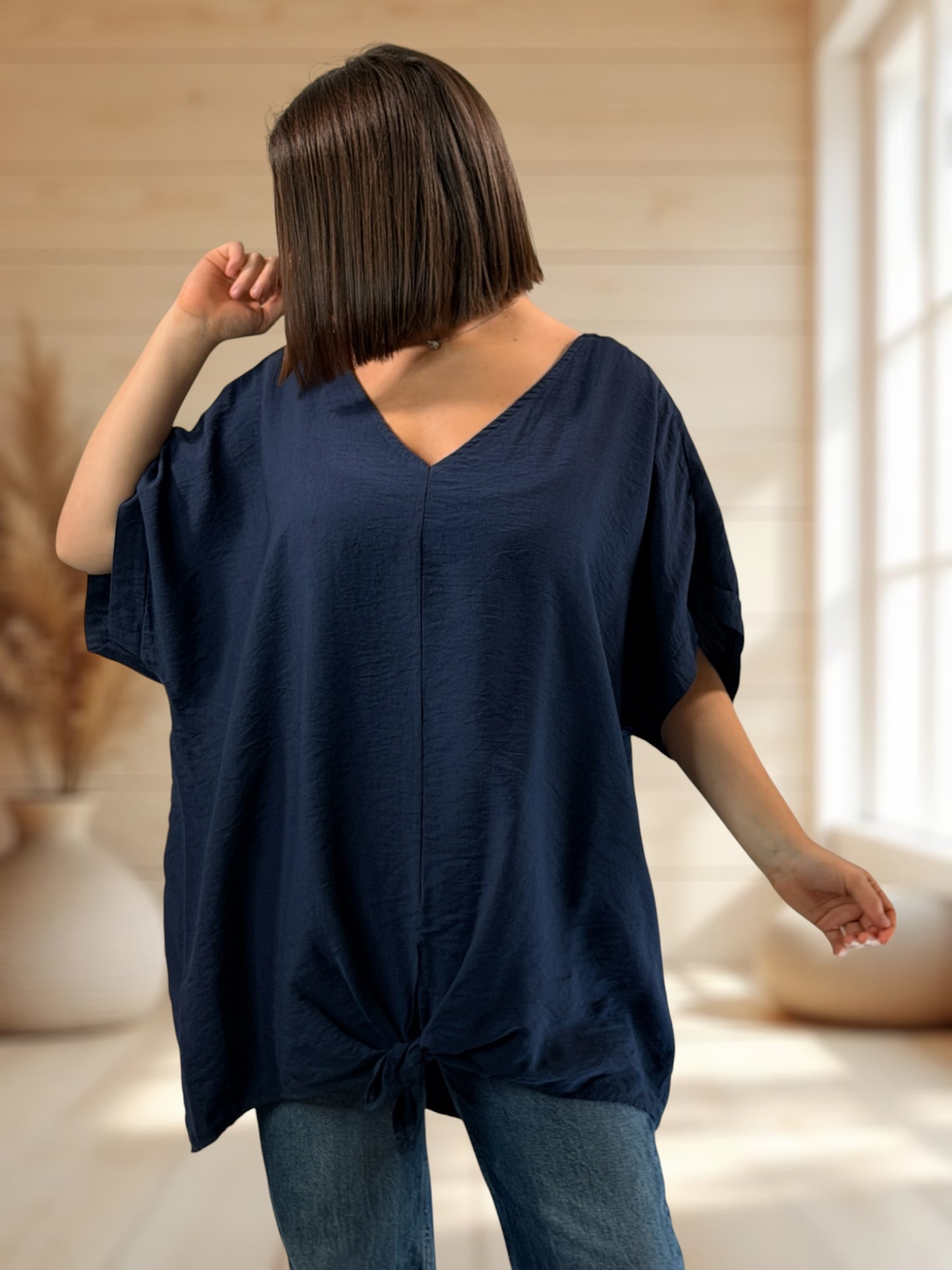 ATHENA  - TUNIQUE OVERSIZE MARINE JUSQU'A LA TAILLE 54