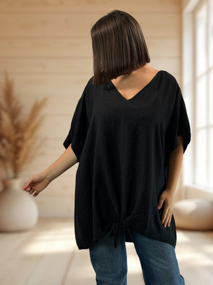 ATHENA  - TUNIQUE OVERSIZE NOIRE JUSQU'A LA TAILLE 54