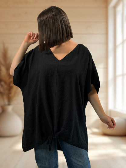 ATHENA  - TUNIQUE OVERSIZE NOIRE JUSQU'A LA TAILLE 54