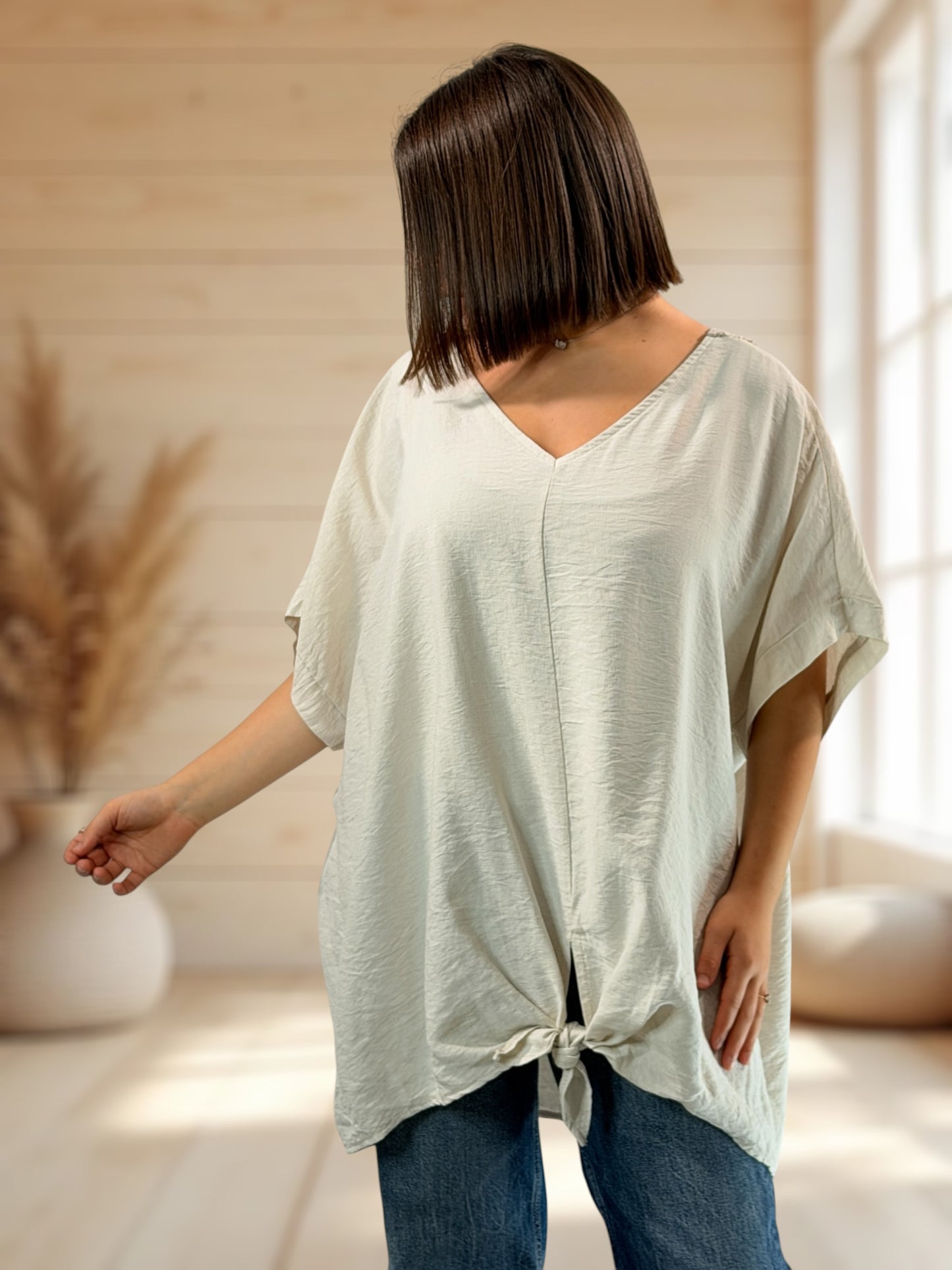 ATHENA  - TUNIQUE OVERSIZE BEIGE JUSQU'A LA TAILLE 54