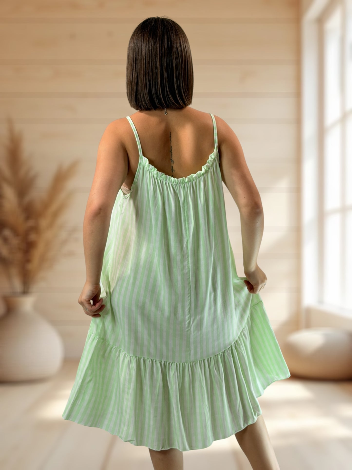 SAMBA  - TUNIQUE VICHY VERT JUSQU'A LA TAILLE 48