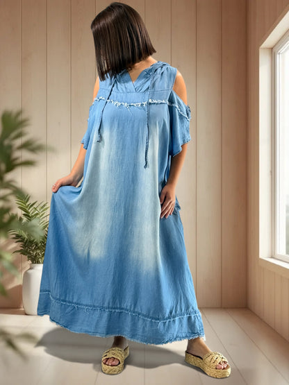 TALULLAH - ROBE LONGUE EN JEAN LYOCELL JUSQU'A LA TAILLE 52/54