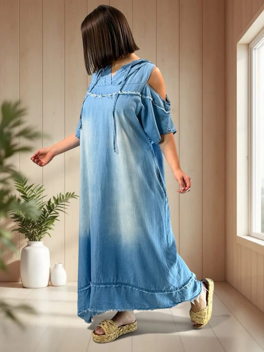 TALULLAH - ROBE LONGUE EN JEAN LYOCELL JUSQU'A LA TAILLE 52/54
