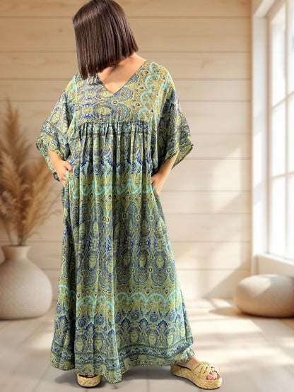 MATHILDA - ROBE LONGUE BOHEME SOIE JUSQU'A LA TAILLE 54