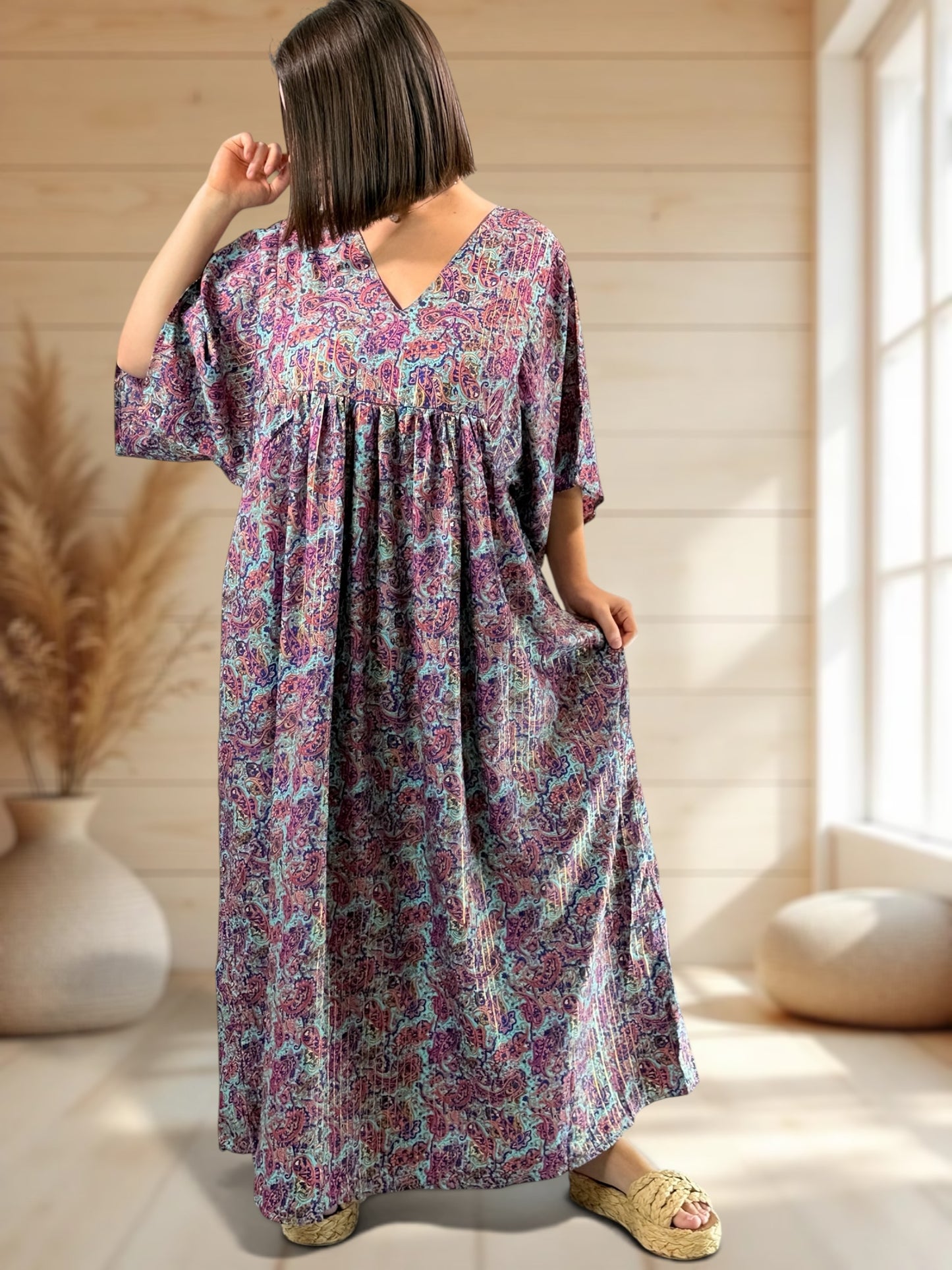 MATHILDA - ROBE LONGUE BOHEME SOIE JUSQU'A LA TAILLE 54