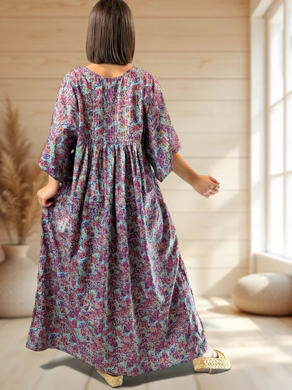 MATHILDA - ROBE LONGUE BOHEME SOIE JUSQU'A LA TAILLE 54