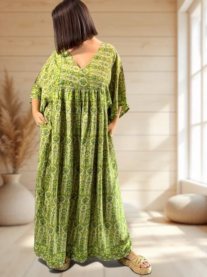 MATHILDA - ROBE LONGUE BOHEME SOIE JUSQU'A LA TAILLE 54