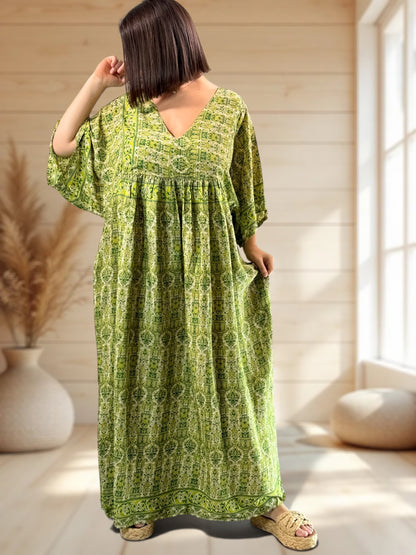 MATHILDA - ROBE LONGUE BOHEME SOIE JUSQU'A LA TAILLE 54