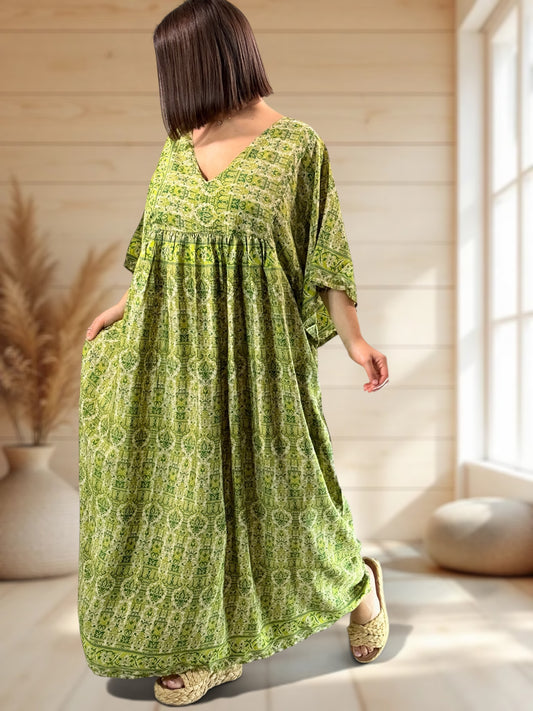 MATHILDA - ROBE LONGUE BOHEME SOIE JUSQU'A LA TAILLE 54