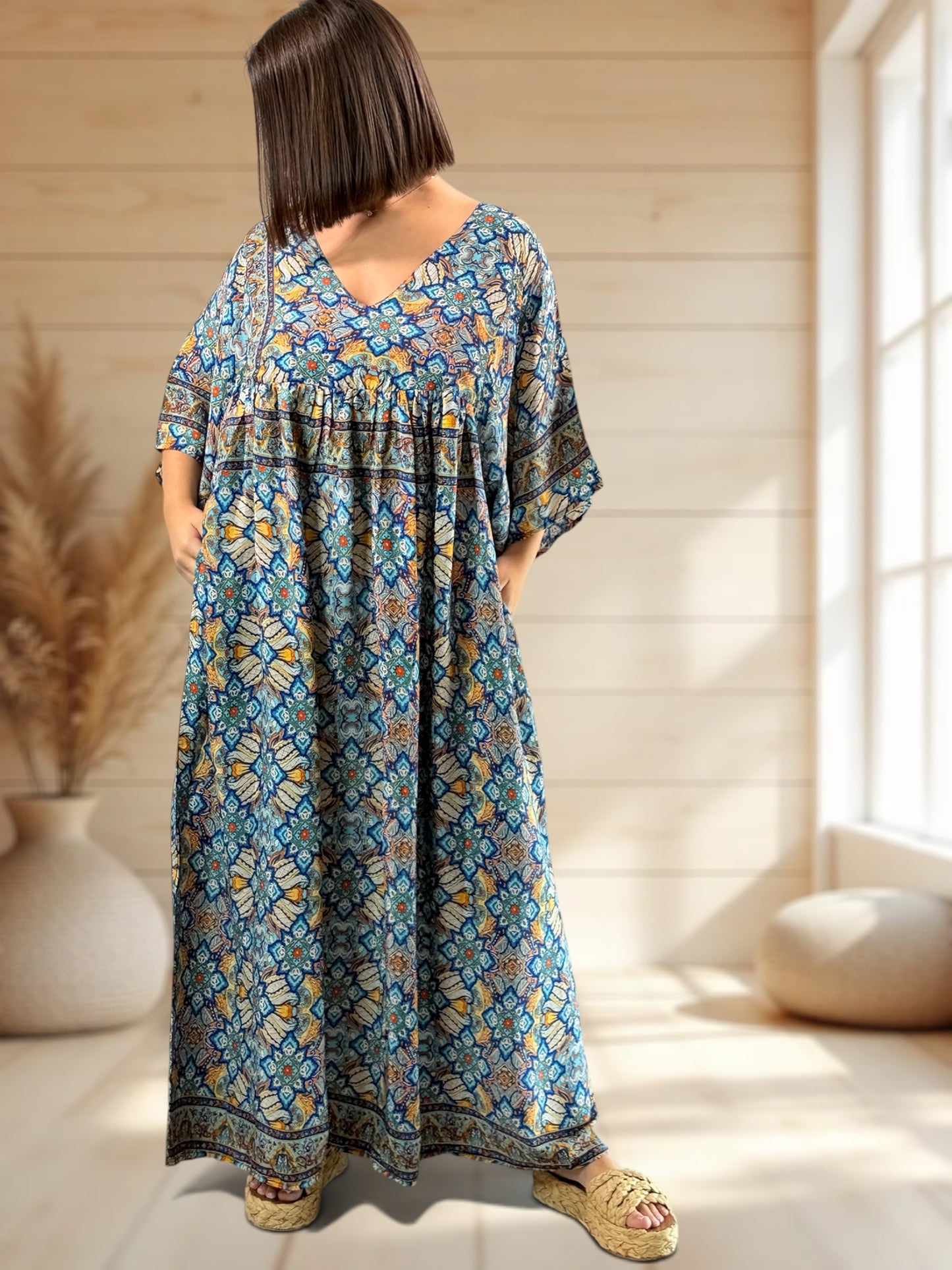MATHILDA - ROBE LONGUE BOHEME SOIE JUSQU'A LA TAILLE 54