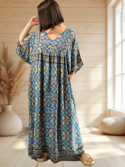 MATHILDA - ROBE LONGUE BOHEME SOIE JUSQU'A LA TAILLE 54