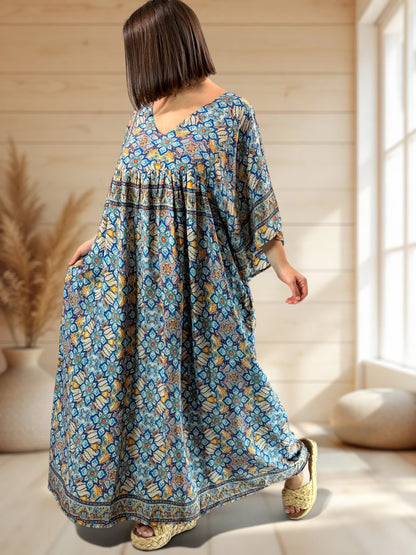 MATHILDA - ROBE LONGUE BOHEME SOIE JUSQU'A LA TAILLE 54