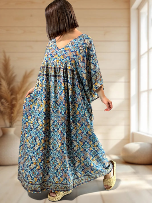 MATHILDA - ROBE LONGUE BOHEME SOIE JUSQU'A LA TAILLE 54