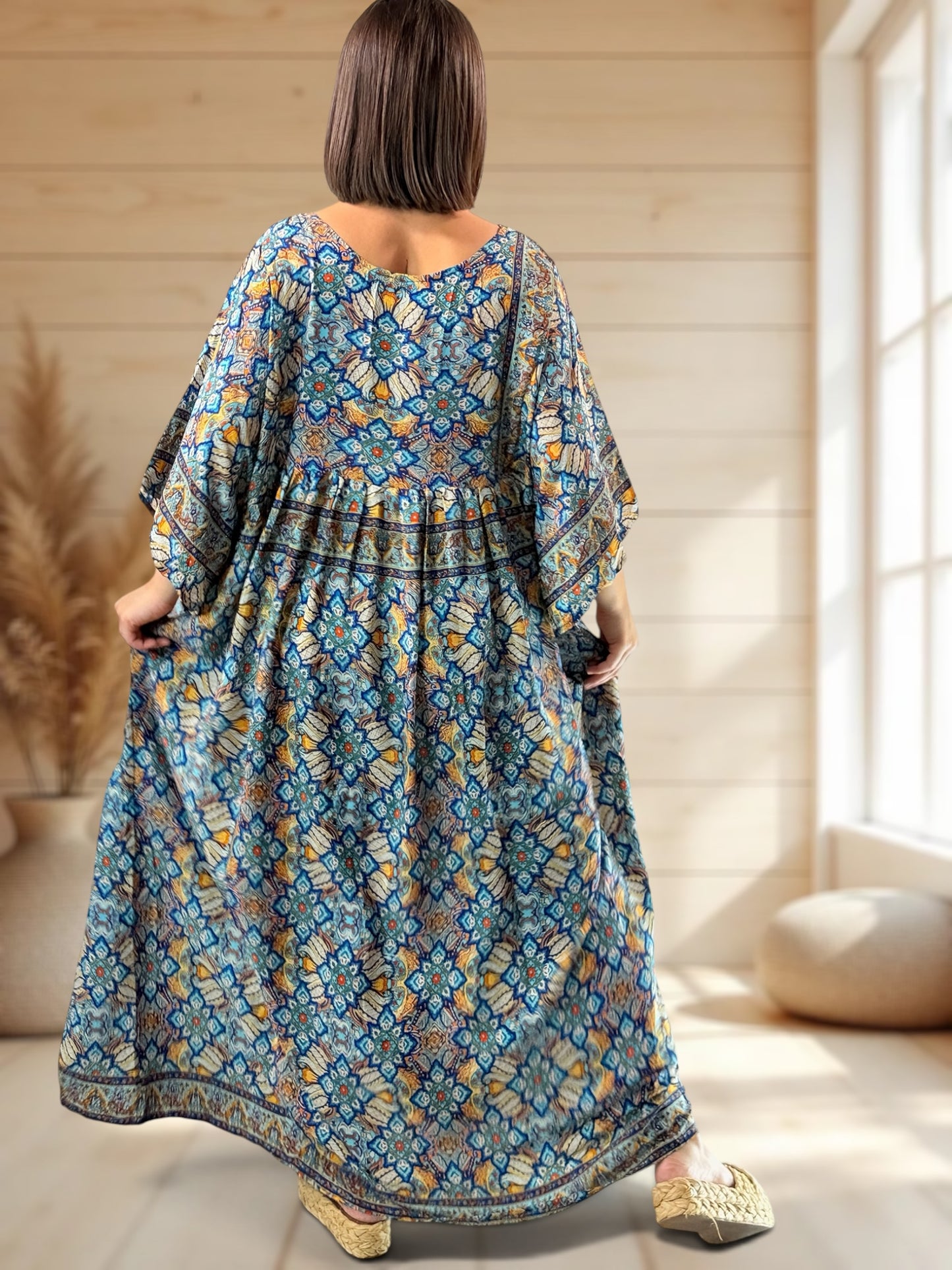 MATHILDA - ROBE LONGUE BOHEME SOIE JUSQU'A LA TAILLE 54