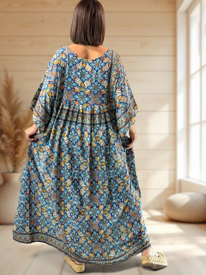 MATHILDA - ROBE LONGUE BOHEME SOIE JUSQU'A LA TAILLE 54