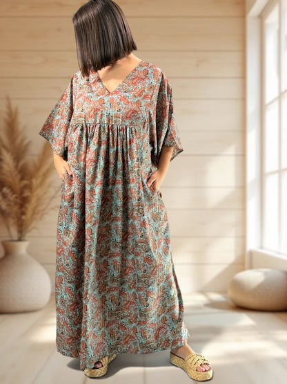 MATHILDA - ROBE LONGUE BOHEME SOIE JUSQU'A LA TAILLE 54