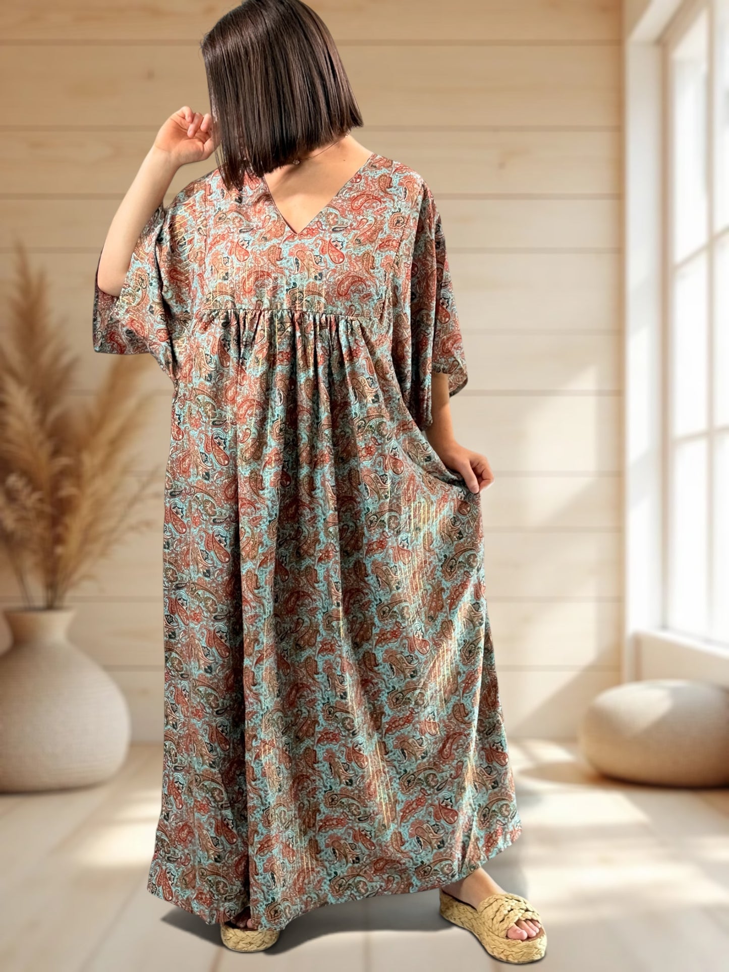 MATHILDA - ROBE LONGUE BOHEME SOIE JUSQU'A LA TAILLE 54