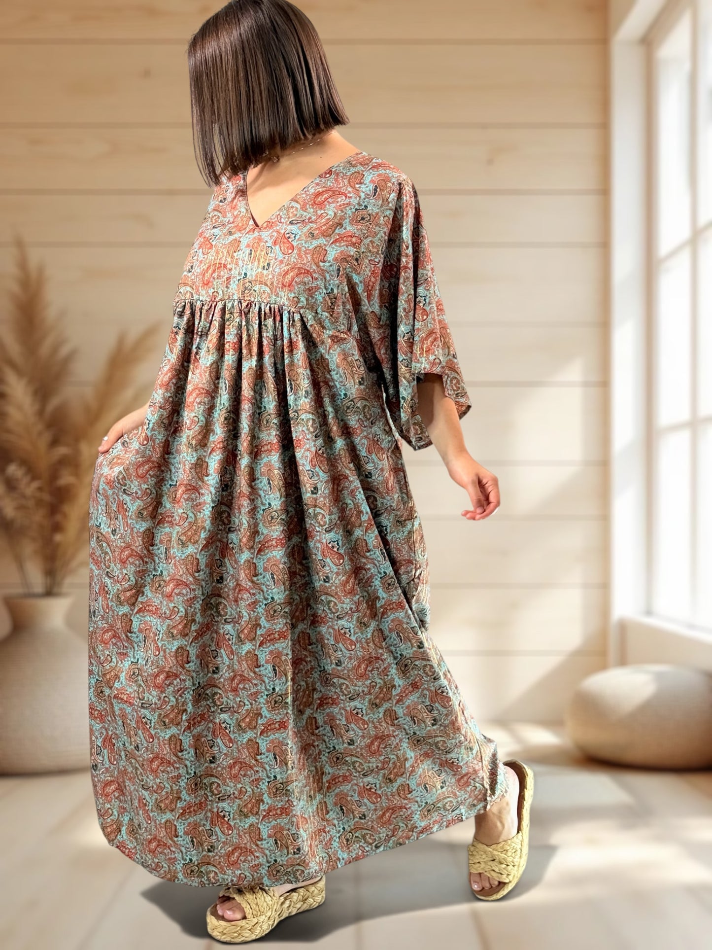 MATHILDA - ROBE LONGUE BOHEME SOIE JUSQU'A LA TAILLE 54