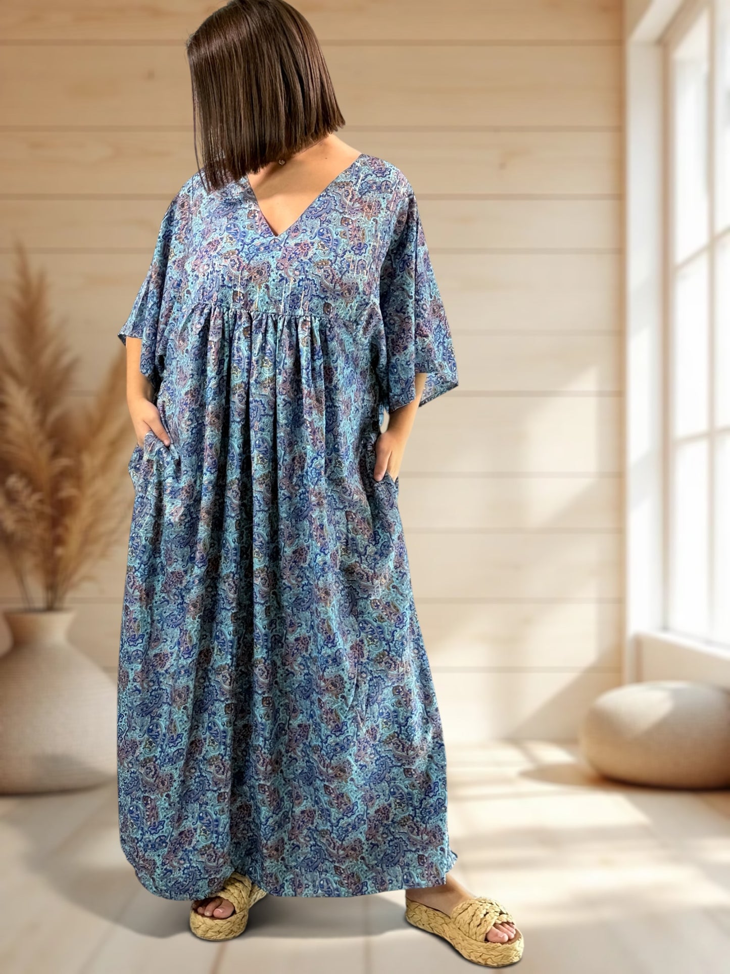 MATHILDA - ROBE LONGUE BOHEME SOIE JUSQU'A LA TAILLE 54