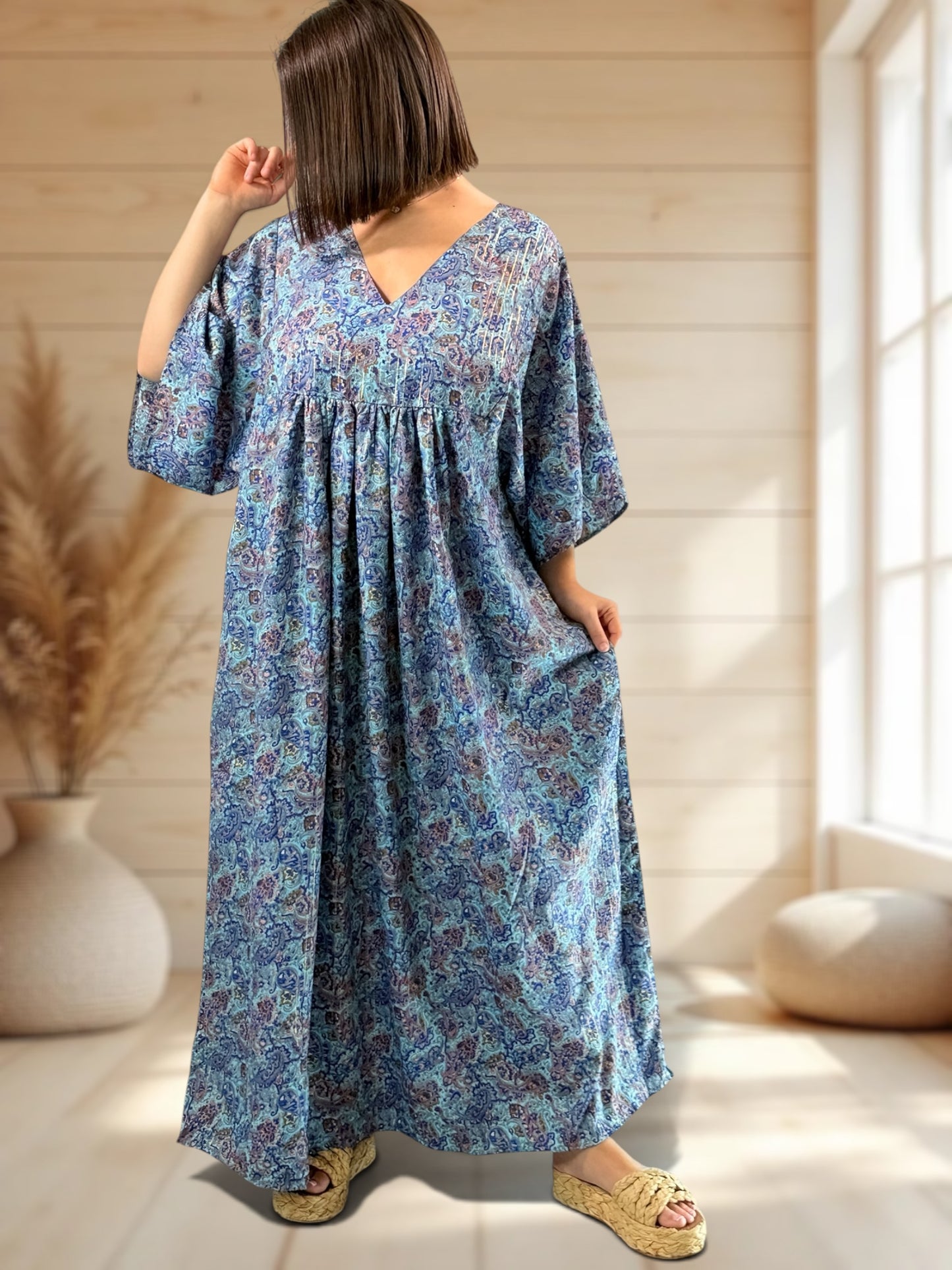 MATHILDA - ROBE LONGUE BOHEME SOIE JUSQU'A LA TAILLE 54