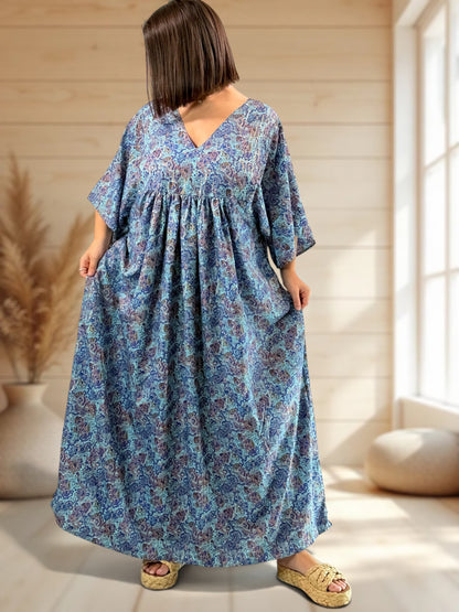 MATHILDA - ROBE LONGUE BOHEME SOIE JUSQU'A LA TAILLE 54