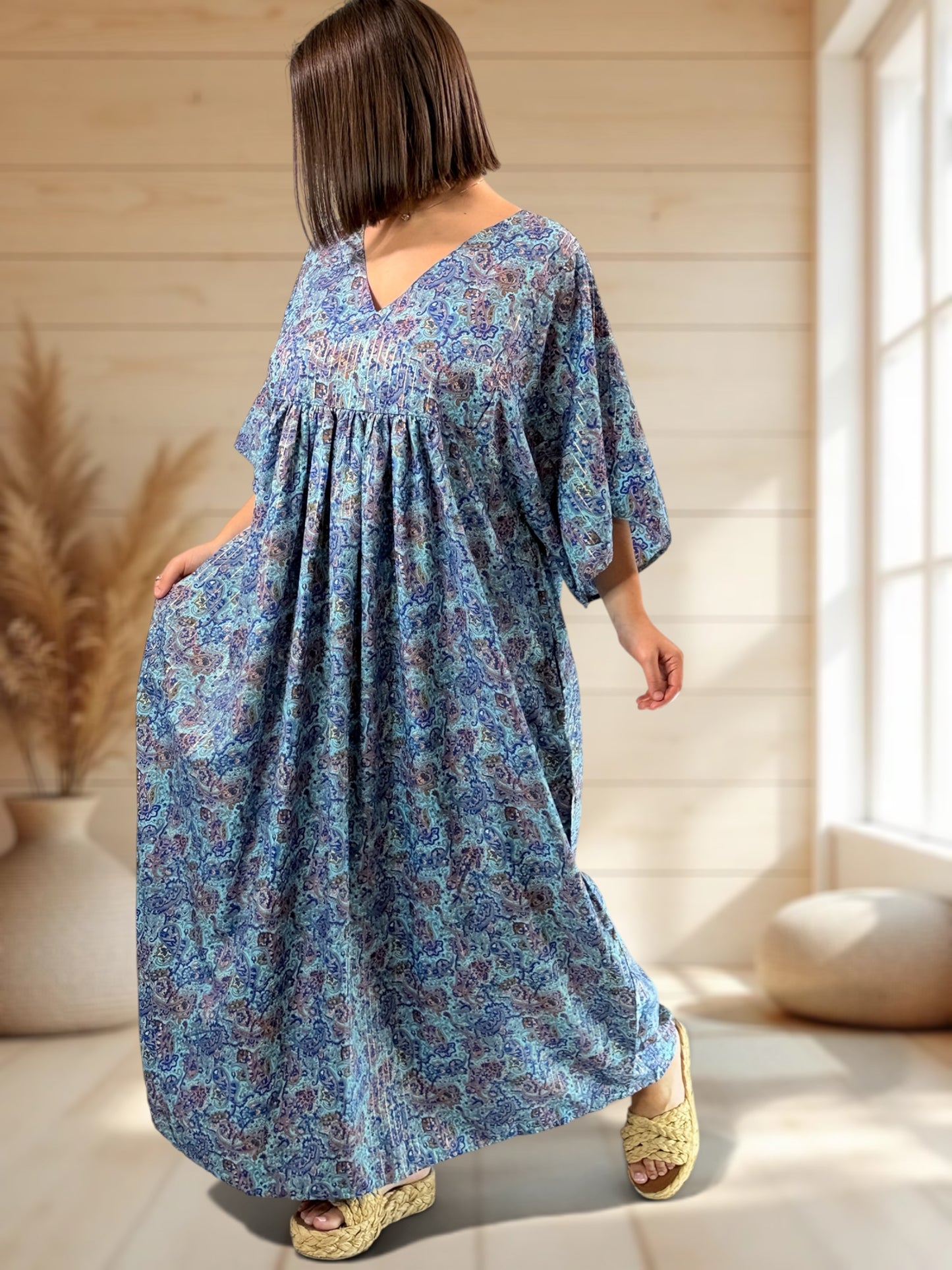 MATHILDA - ROBE LONGUE BOHEME SOIE JUSQU'A LA TAILLE 54