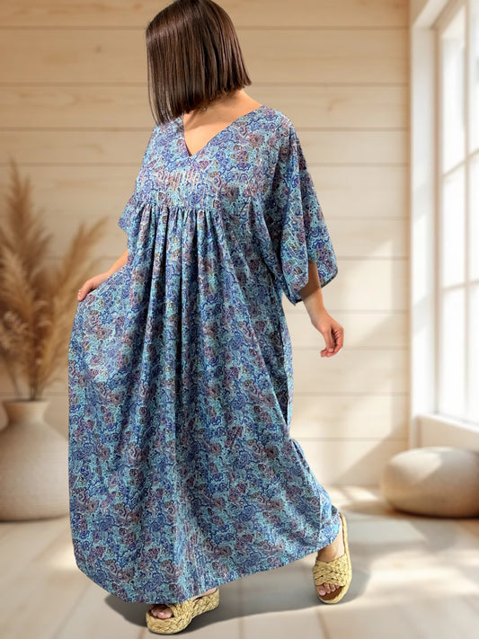 MATHILDA - ROBE LONGUE BOHEME SOIE JUSQU'A LA TAILLE 54