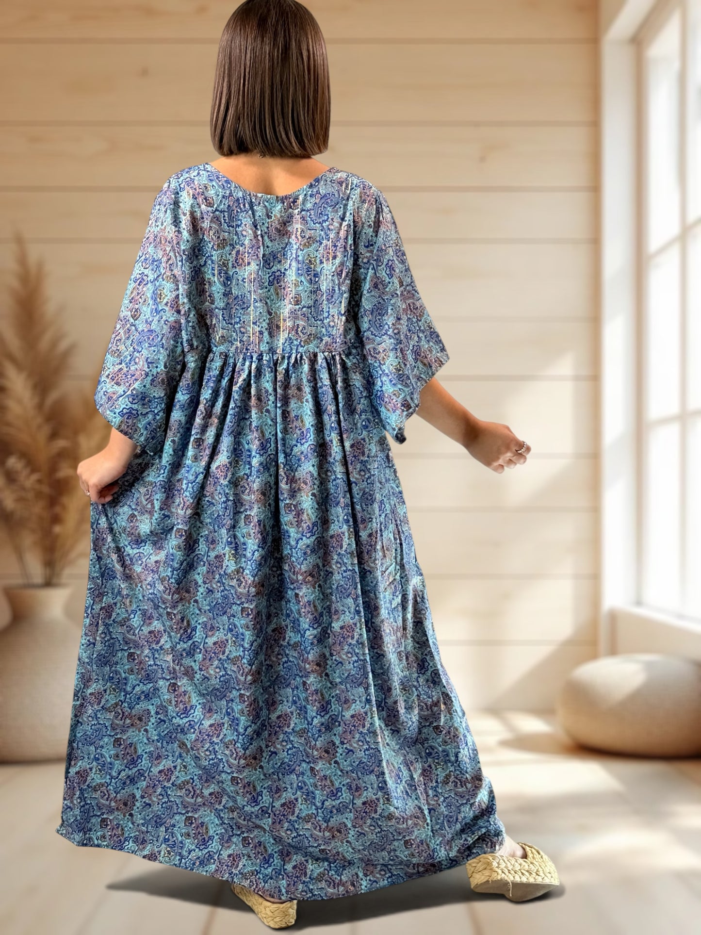 MATHILDA - ROBE LONGUE BOHEME SOIE JUSQU'A LA TAILLE 54